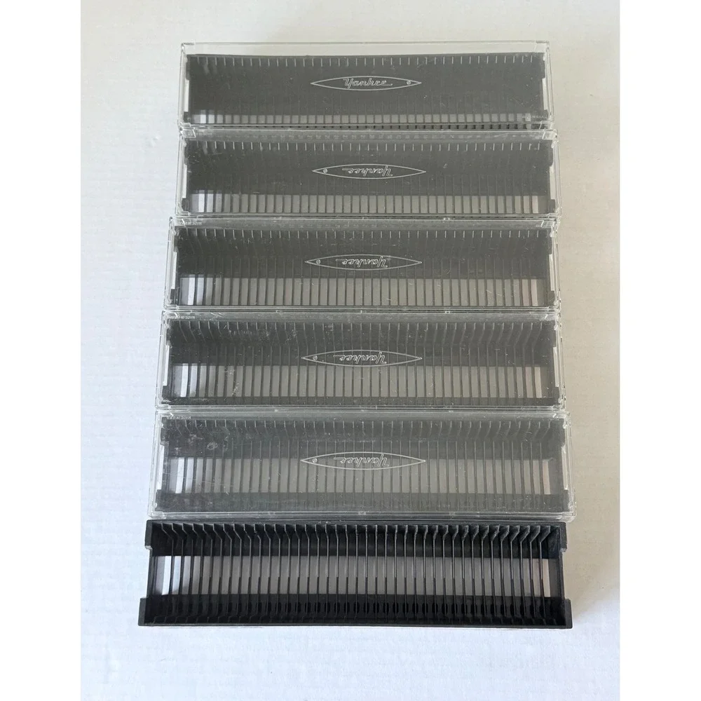 6 Yankee 40 Slide Trays 35mm Projector Storage Case With Lids & Index Sheet Lot